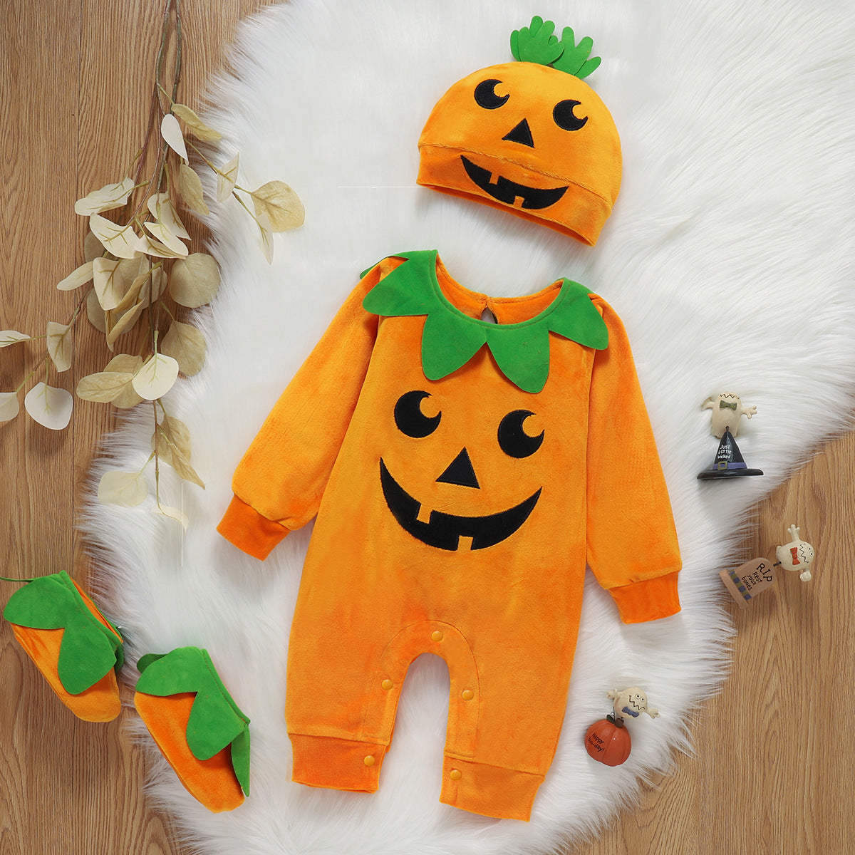 Halloween Baby One-piece Hat Long-sleeved Romper Three-piece Set