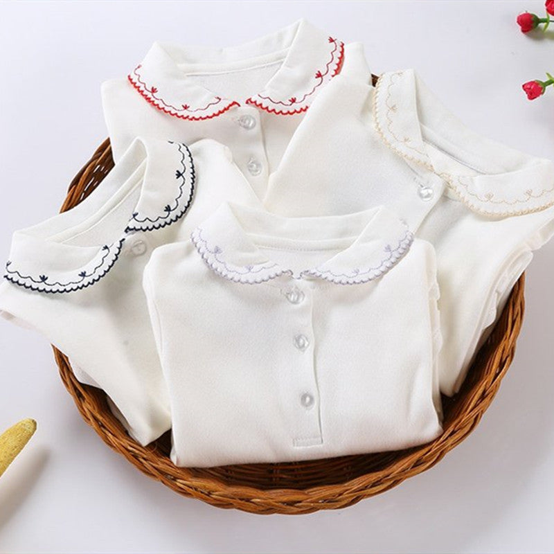 Baby Girl's Pure Cotton Lapel Triangle Romper