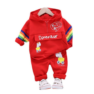 Baby Sports Long-sleeved Hooded T-shirt Trousers Two-piece Children's Suit Trend