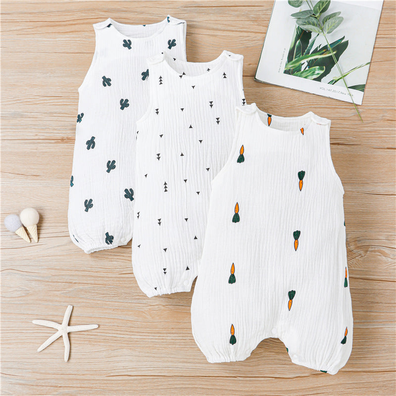 Casual Sleeveless White Children's Pullover Jumpsuit