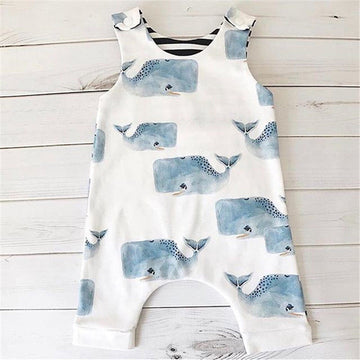 New Children's Big Head Whale Sleeveless Romper