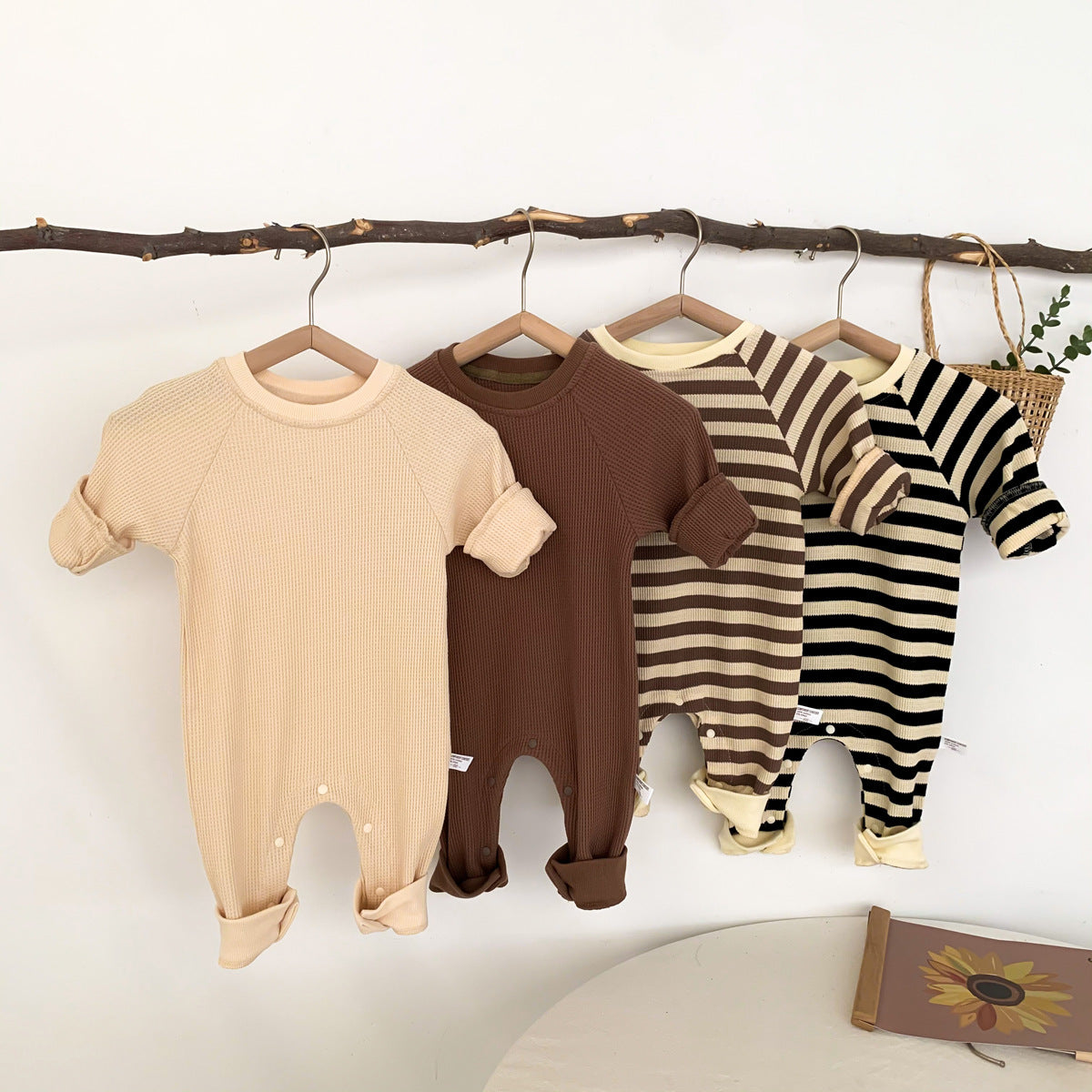 Simple Striped One-piece Romper For Boys And Girls