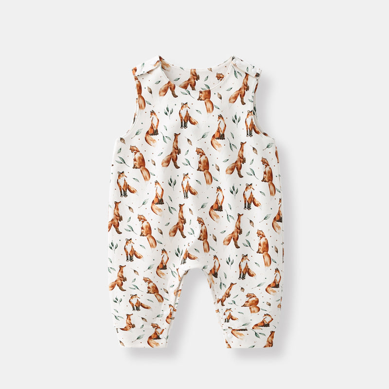 Fashionable And Beautiful Fox Print Baby Jumpsuit