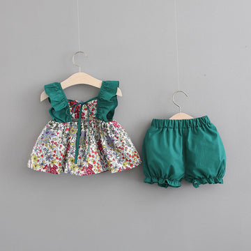 Little Children's Short Sleeve Two-piece Summer Western Style Girls