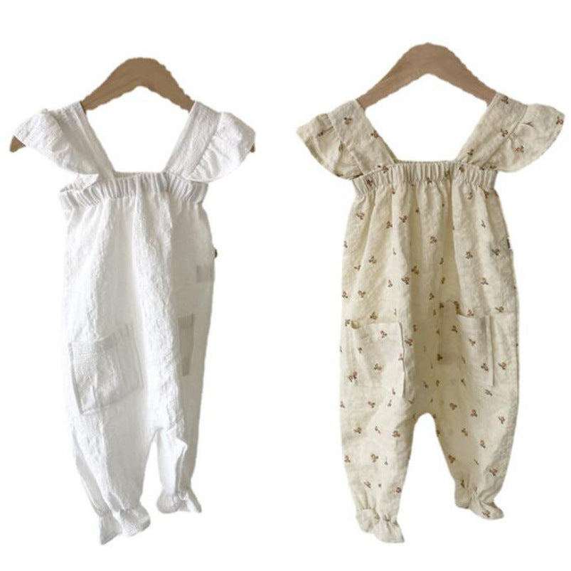 Baby Jumpsuit Romper Girl Floral Flounced Sleeve Jumpsuit