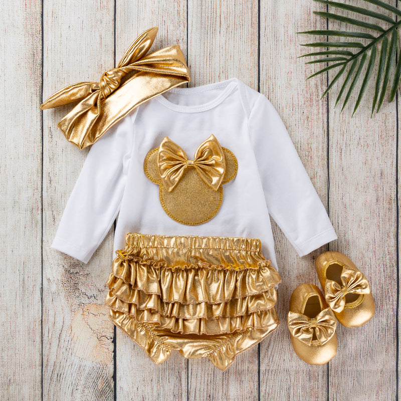 Baby Long Sleeve Romper Golden PP Pants Set