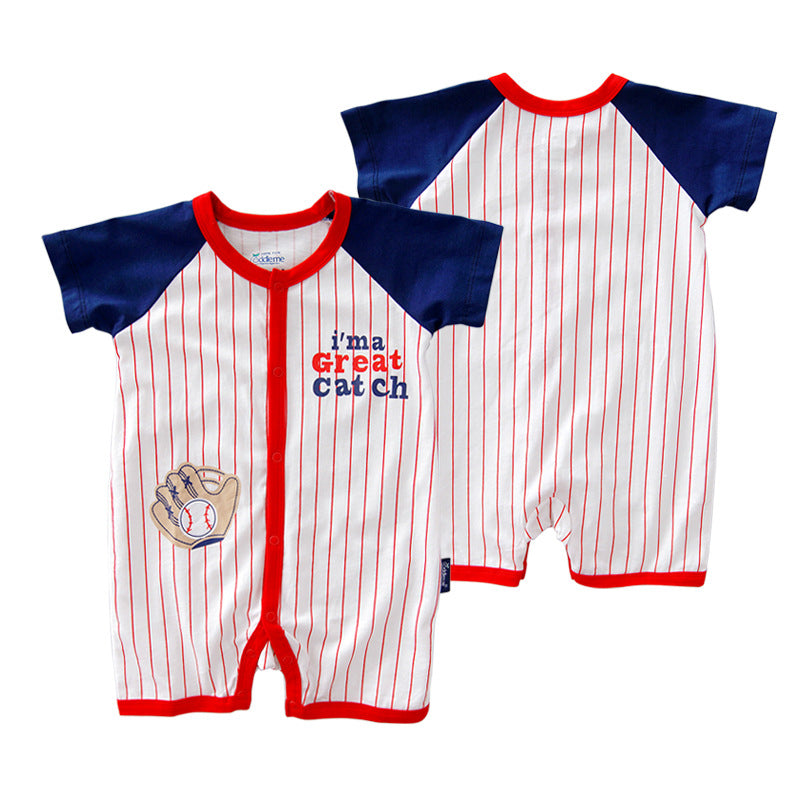 Summer Clothes Thin Combed Cotton Newborn One-piece Baby Short-sleeved Boxer Romper