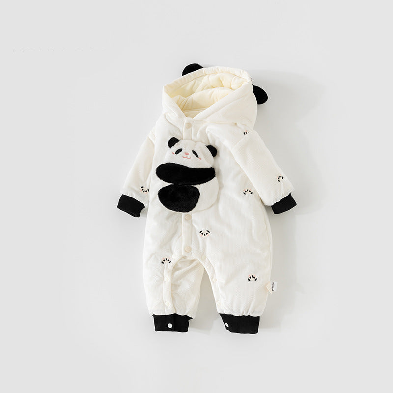 Boys' Cartoon Lesser Panda Jumpsuit Thickened Long Sleeve