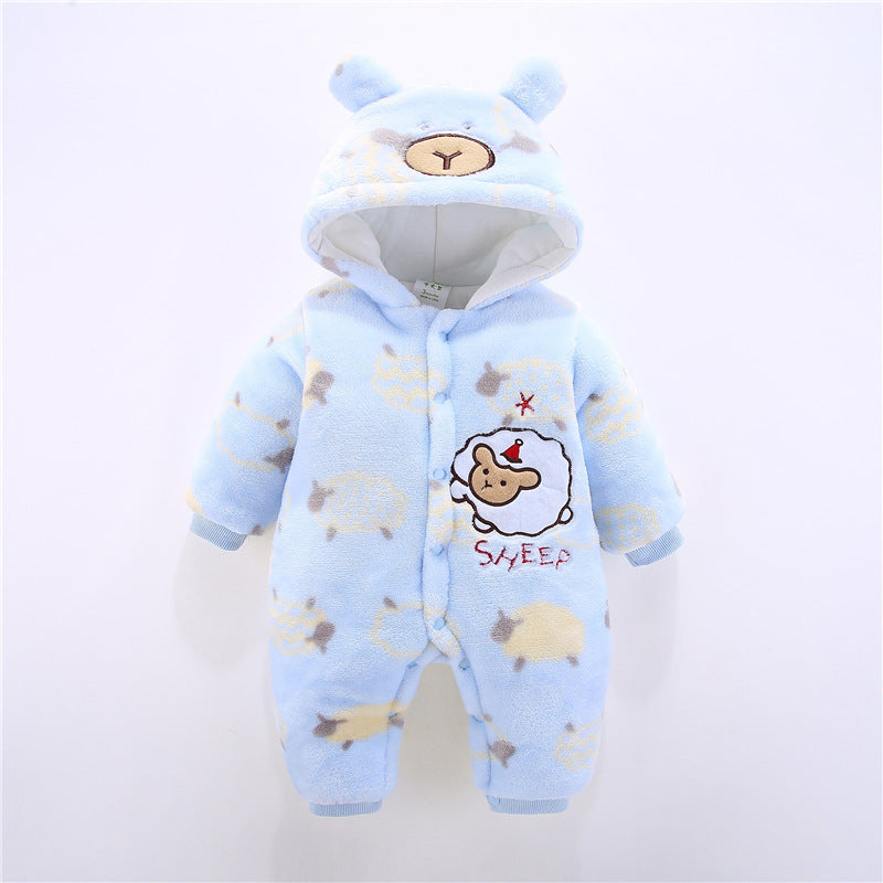 Infant Thickened One-Piece Romper Winter Baby Romper Animal Shape Thick Jumpsuit