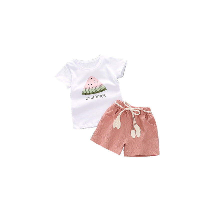 Girls Watermelon Short Sleeve Suit