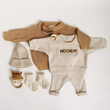 Boys' Casual Fashion Waffle Sweater Suit