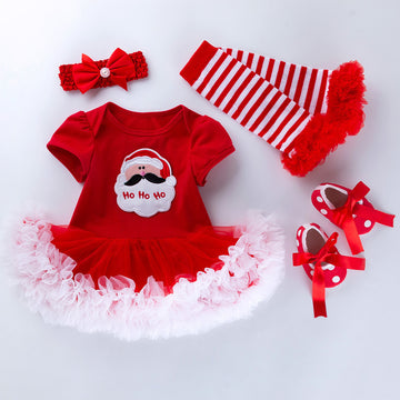 Children's Clothing Christmas Baby's Gown 4-piece Set