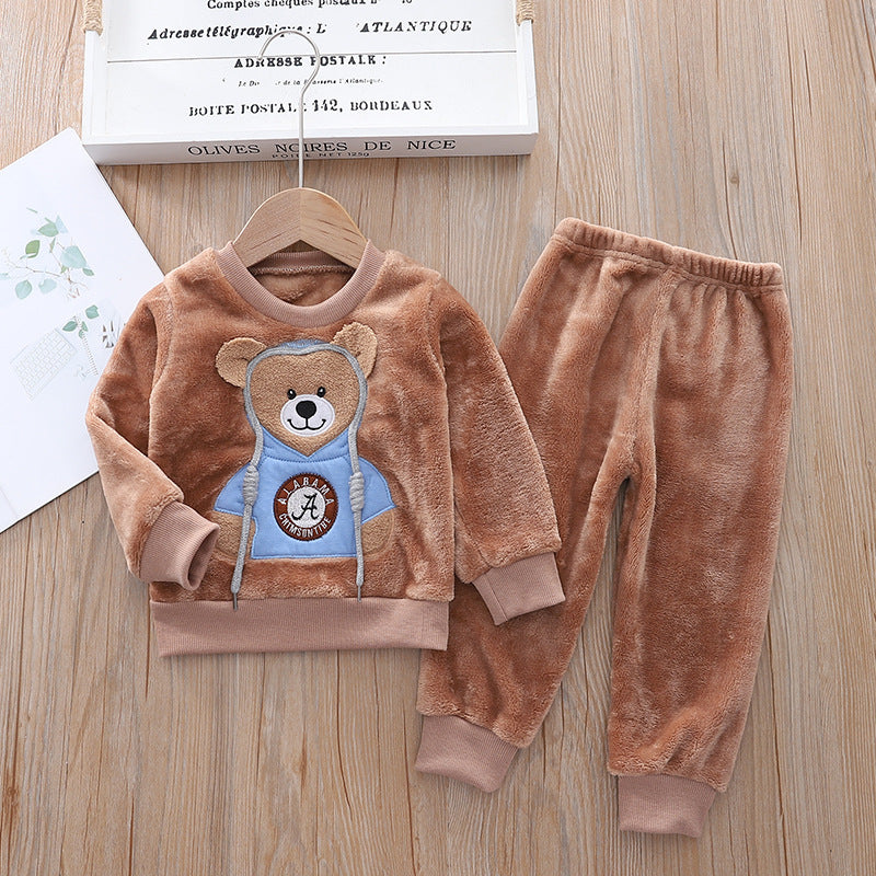 Fashion Cartoon Winter Children's Clothes Pajamas Thickening Suit