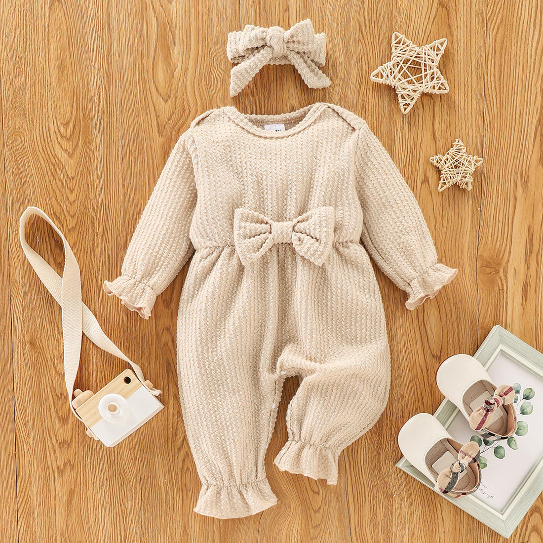 New Spring And Autumn Butterfly Flying Sleeve Romper Infant Toddler Women's Headband Clothes