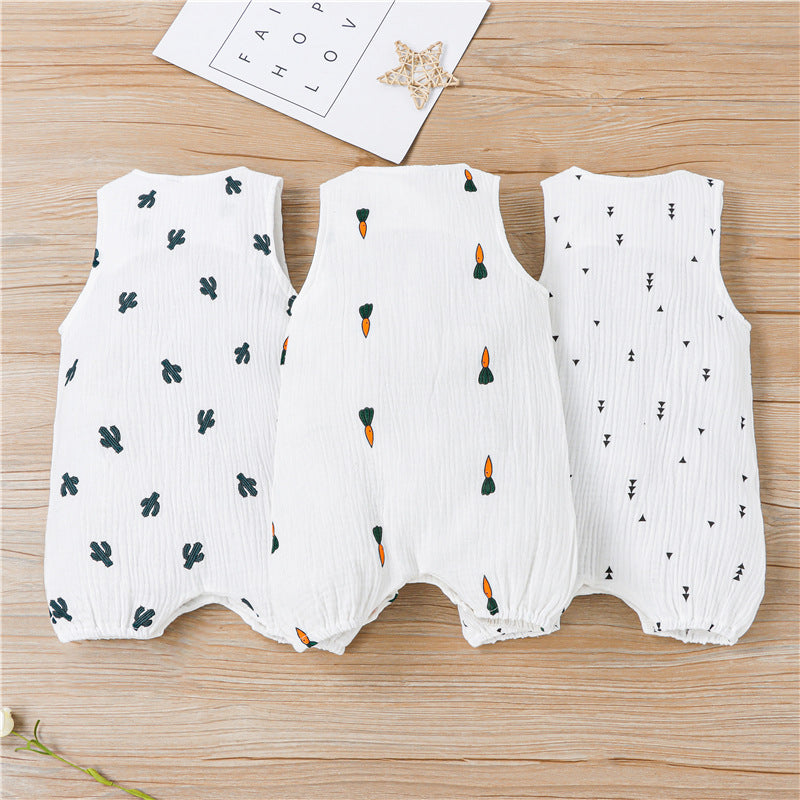 Casual Sleeveless White Children's Pullover Jumpsuit