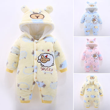 Infant Thickened One-Piece Romper Winter Baby Romper Animal Shape Thick Jumpsuit