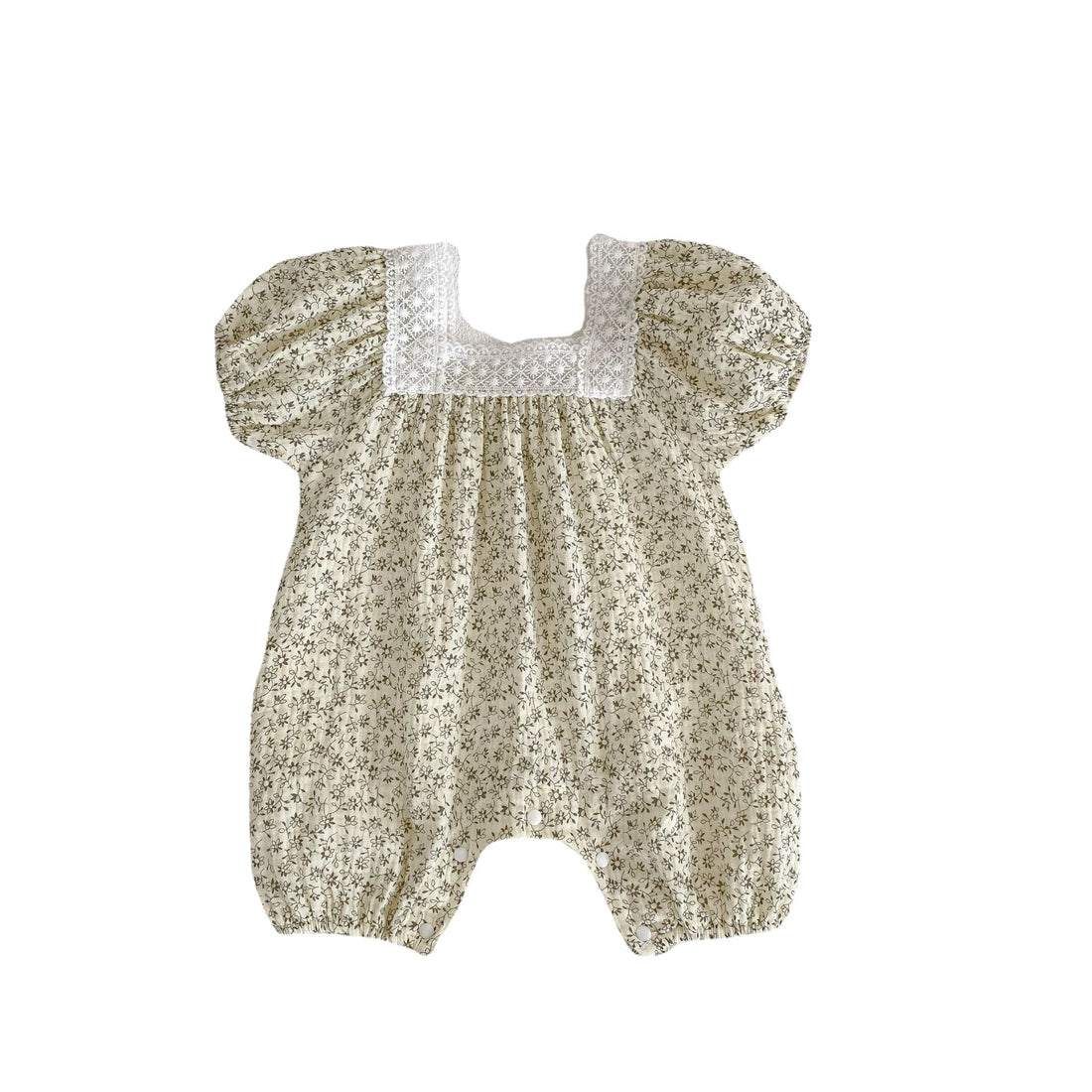 Baby Girl Lace Trim Floral Square Neck Bodysuit