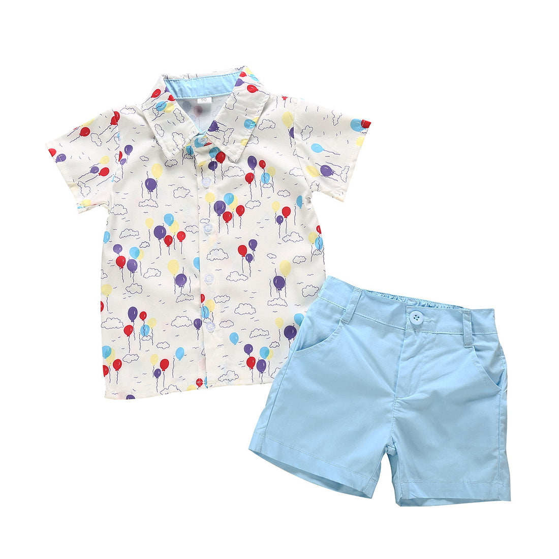 Summer Short-sleeved Cartoon Shirt And Shorts Two-piece Children's Suit