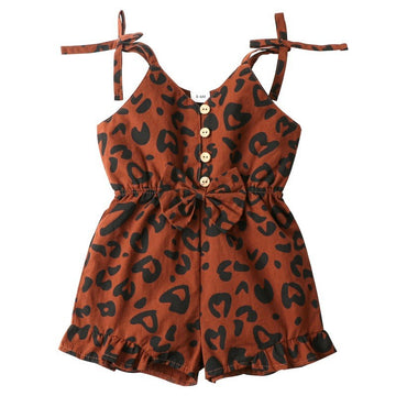 European And American Leopard Print Strap Cute Cotton Bow Clothing Bodysuit