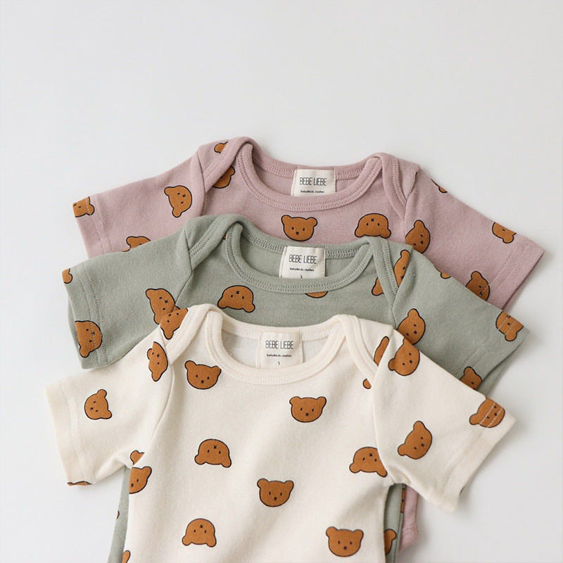 Children's Clothing Baby Onesies Summer Short-sleeved Fashion Printing Korean Home Leisure Climbing