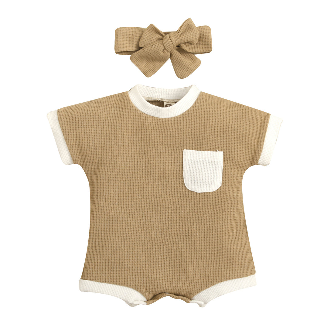 Solid Color Waffle Baby Jumpsuit