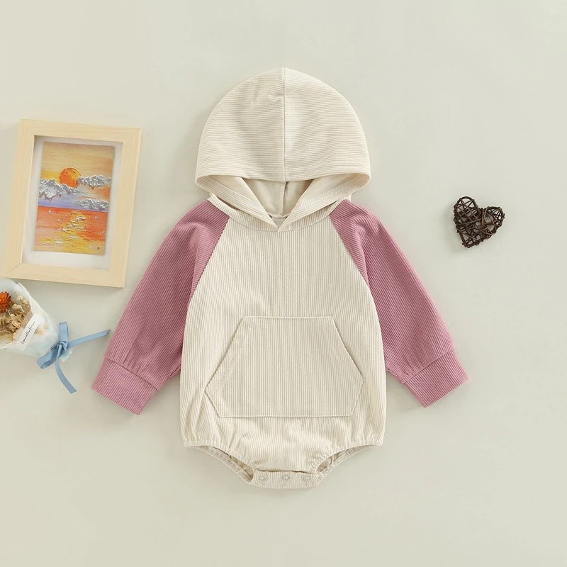 New Infant And Toddler Thin Pit Strip Long-sleeved Hooded Harness Crawling Clothes