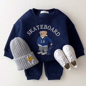 Infant Skateboard Bear Sweatshirt Casual Suit