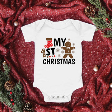 Baby Santa Print Triangle Short Sleeve Romper