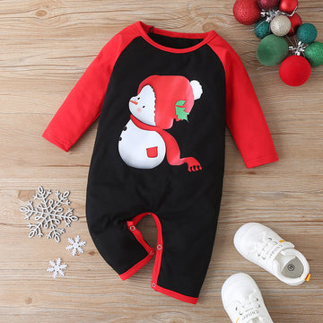 Baby Clothes Cotton Letter Santa Patchwork Plaid Long Sleeve Baby Bodysuit