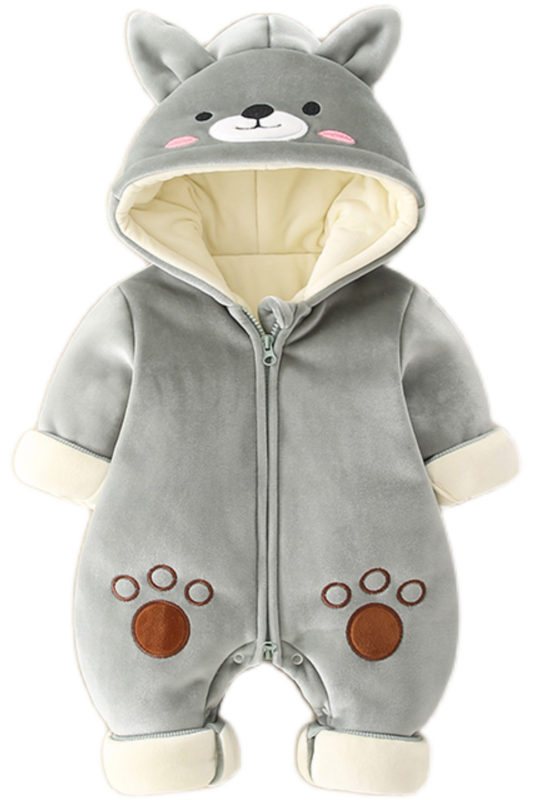 Newborn Baby Cartoon Clothes Autumn And Winter Plus Cotton Romper Climbing Clothes For Men And Women