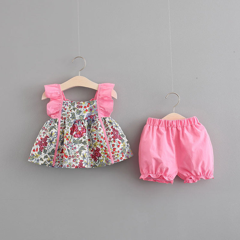 Little Children's Short Sleeve Two-piece Summer Western Style Girls