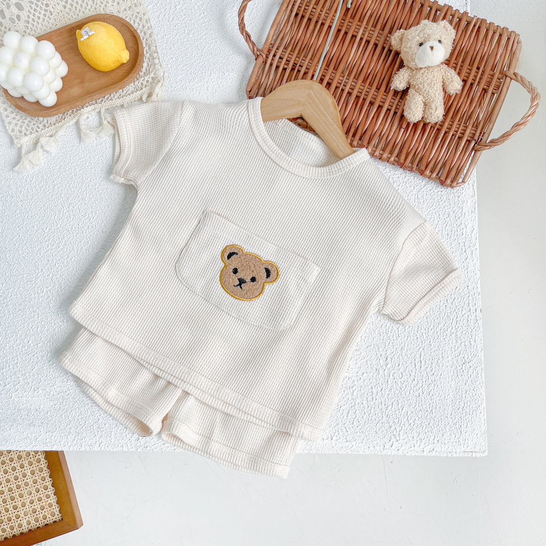 Men's And Women's Suits Clothes For Babies Simple Bear Top Shorts