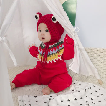 Ethnic Style Autumn And Winter Baby Clothes Woolen Jumpsuit