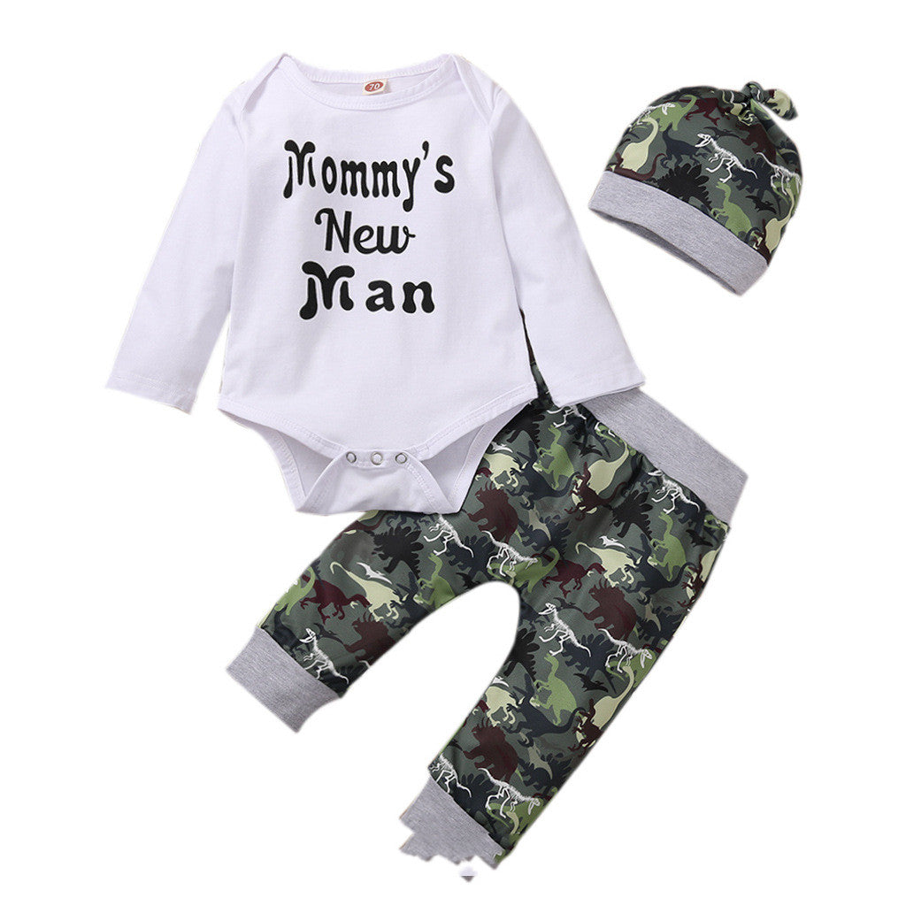Mommy English Letters Printed White Long-sleeved Romper