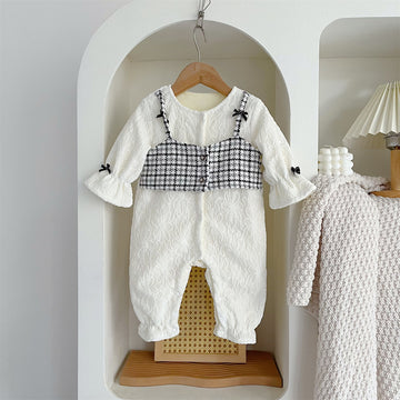 Autumn And Winter Fleece-lined Keep Baby Warm Jumpsuit